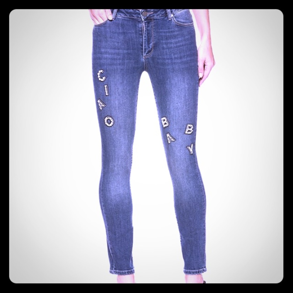 NWOT Paige Ciao Baby Skinny Jeans Wordplay Sz 28